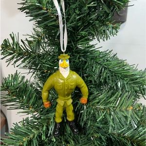 B Little Bald Eagle Soldier Christmas Ornament